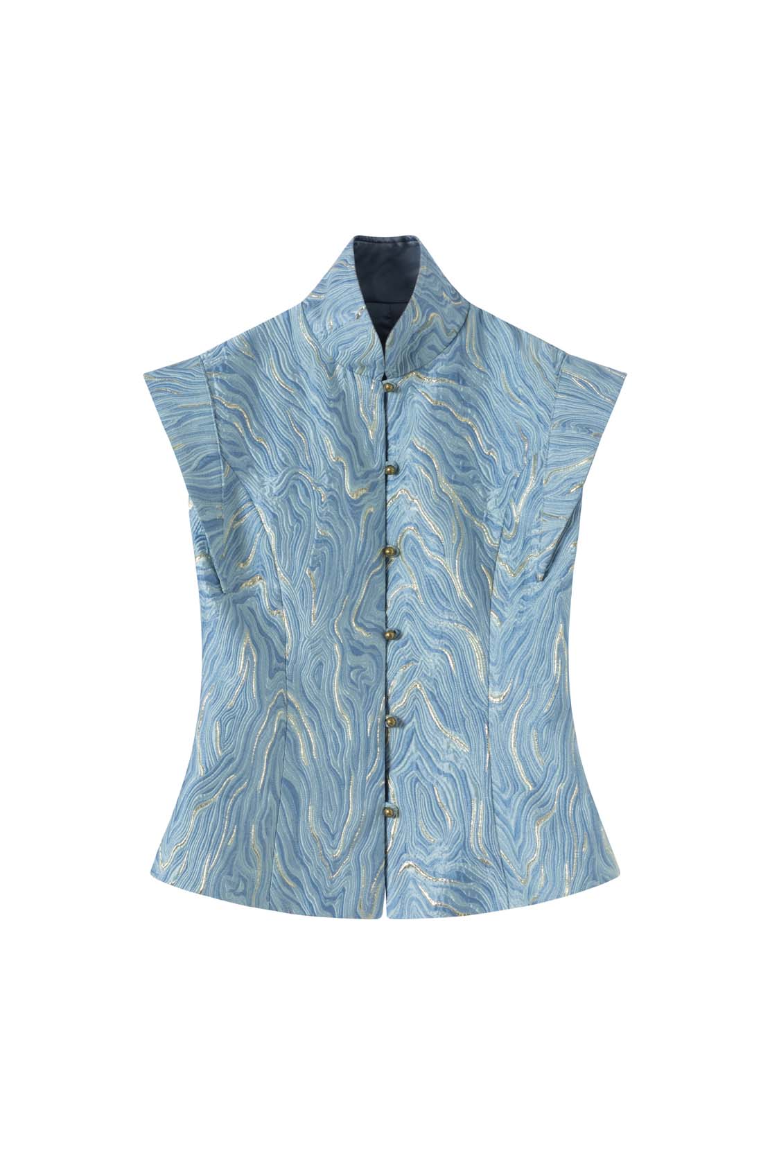 Eastern Dream – Blue Jacquard Qipao Set