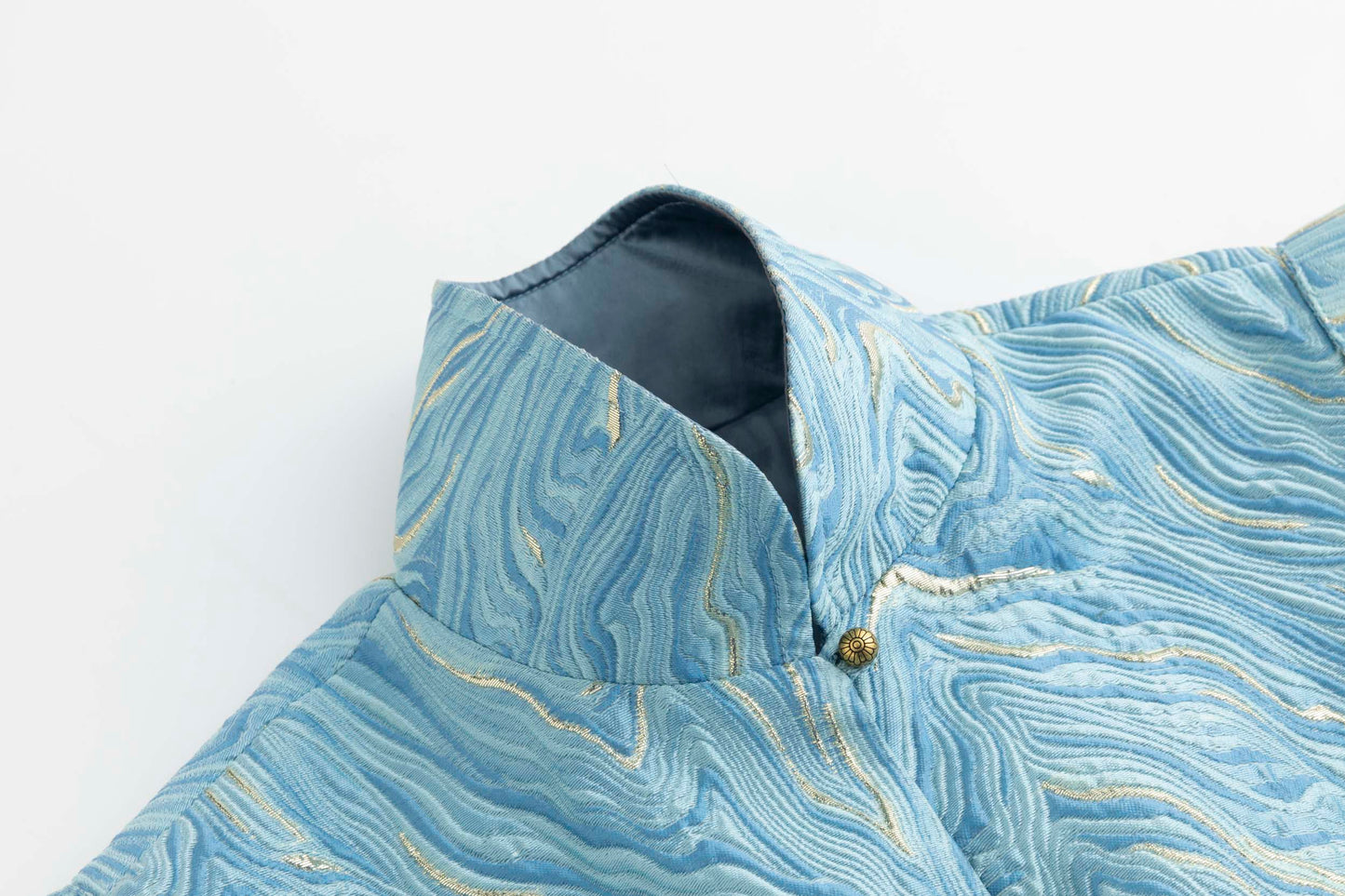 Eastern Dream – Blue Jacquard Qipao Set