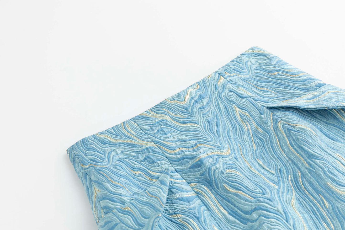 Eastern Dream – Blue Jacquard Qipao Set
