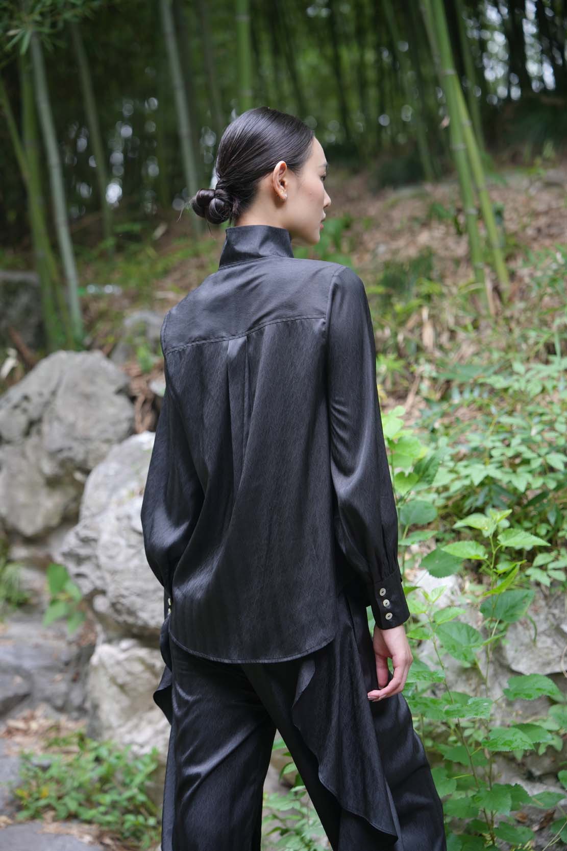Eastern Dream –  Black Imitation Silk Suit